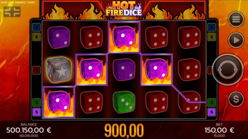 Hot Fire Dice - joc de bază și simbolul extins Fire Blaze